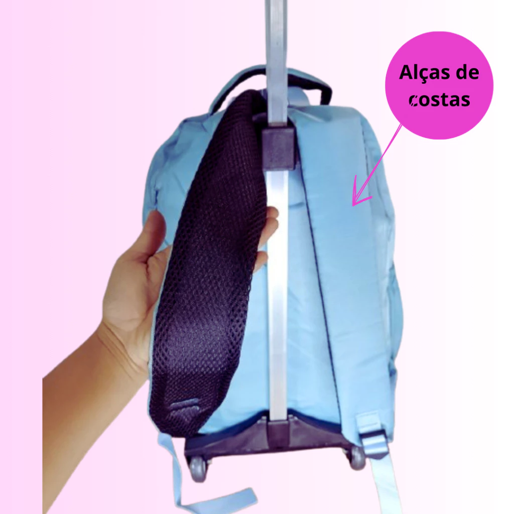 Mochila de Rodinha Tactel Impermeável com Chaveiro - Imagem 6